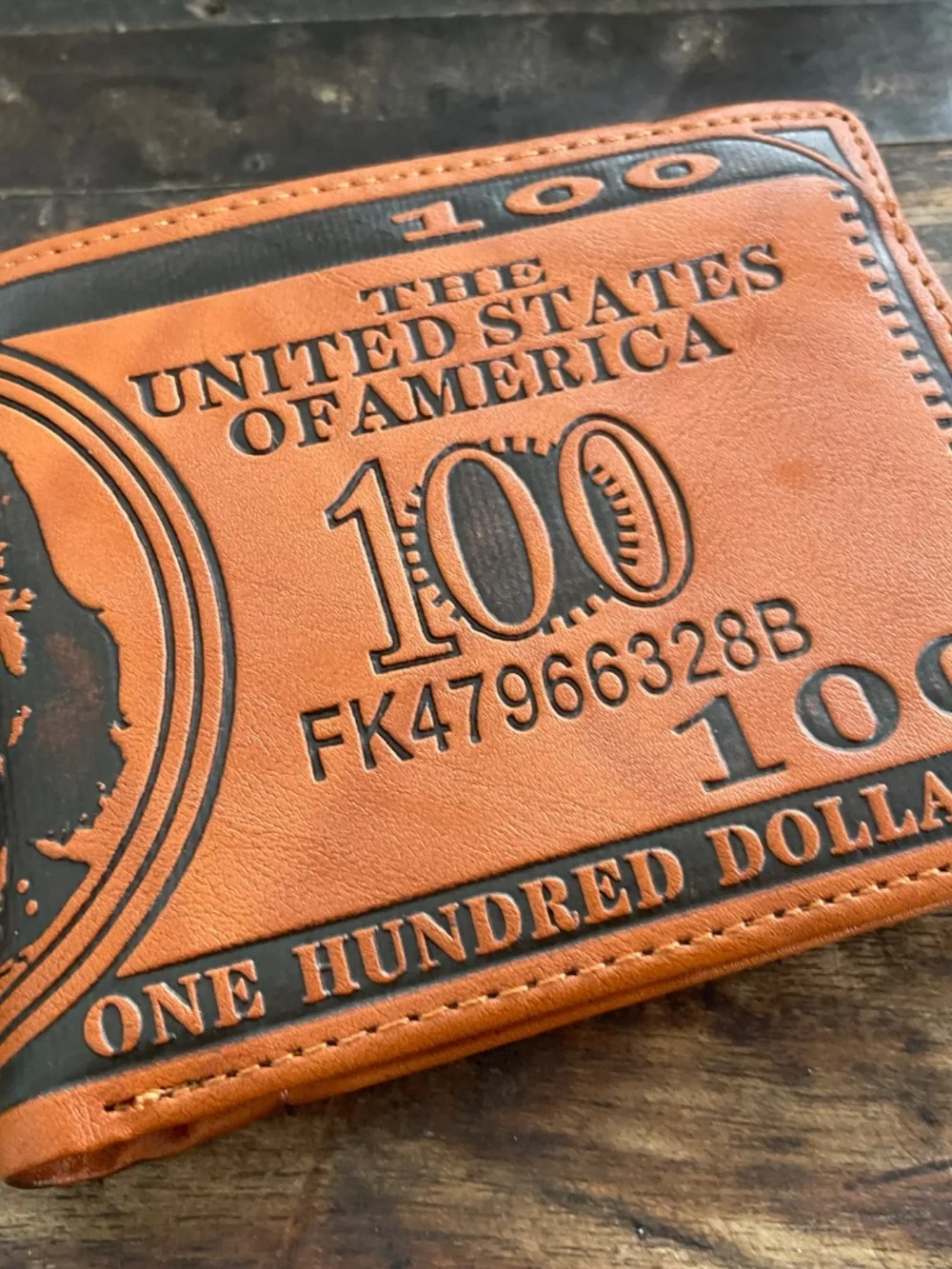 $100 bill new wallet,NWT.Tan.